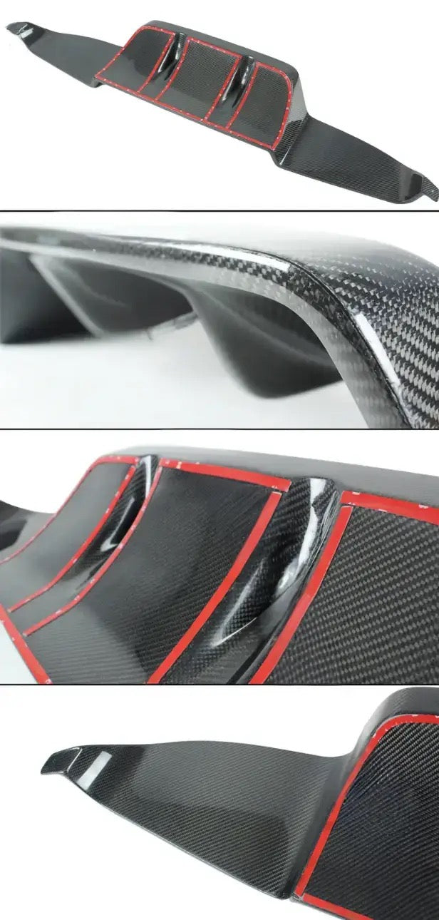 MyVQParts 2014-17 Infiniti Q50 2-Piece Real Carbon Fiber Rear Bumper Diffuser Kit