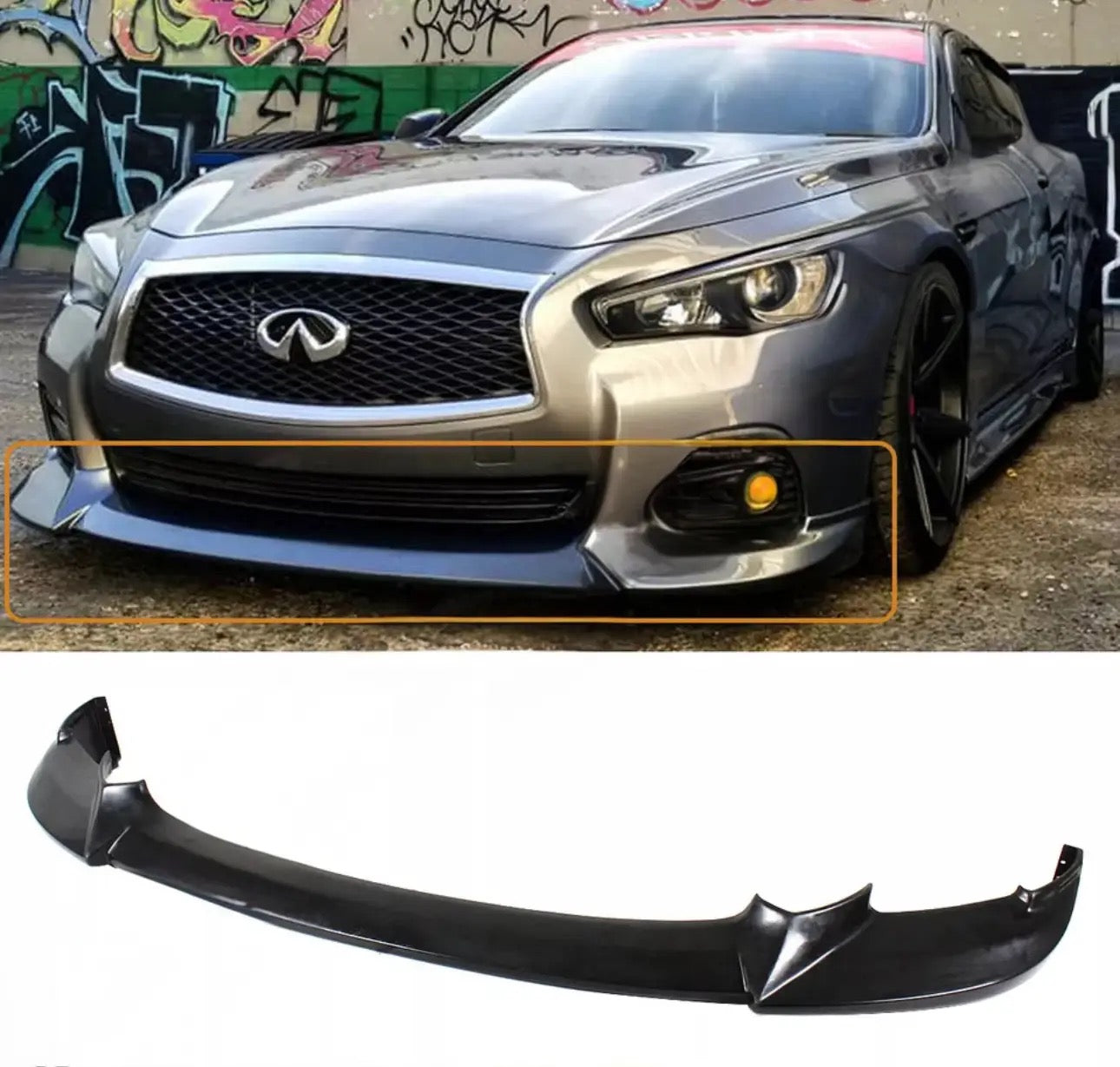 MyVQParts 2014-2017 Infiniti Q50 Base Premium JDM NIS-Type Front Bumper Lip Splitter