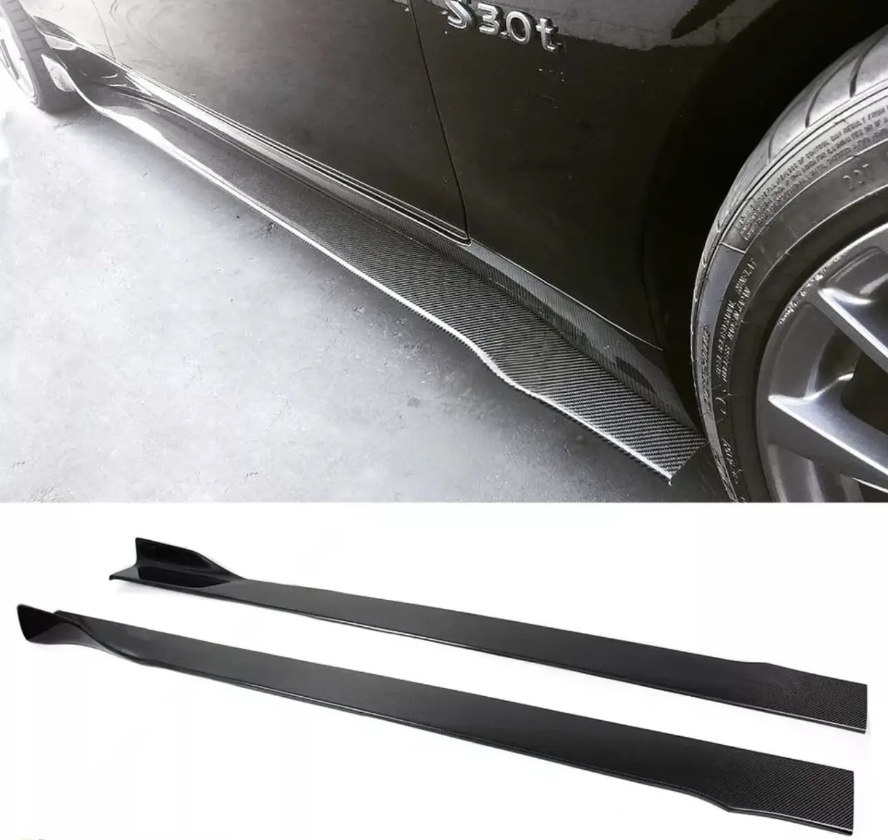 MyVQParts 2014-2024 Infiniti Q50 Carbon Fiber Access Style Side Skirt Extension Splitters