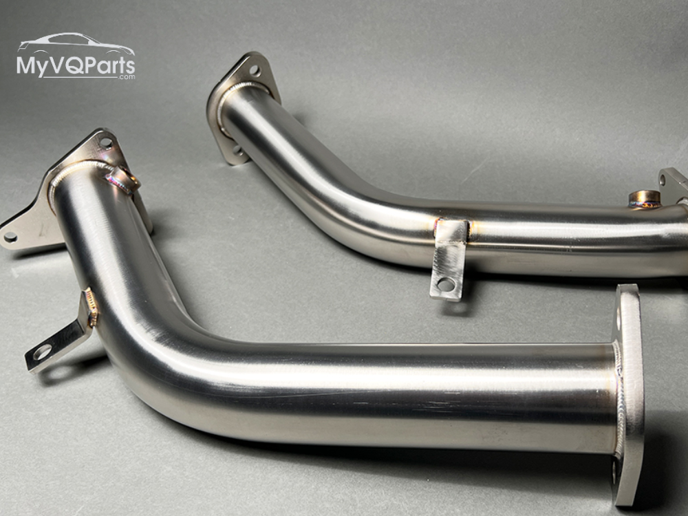 MyVQParts Q50/Q60 3.0t 2.75” Resonated & Non-Resonated Lower Downpipes and 3” Non-Resonated Lower Downpipes