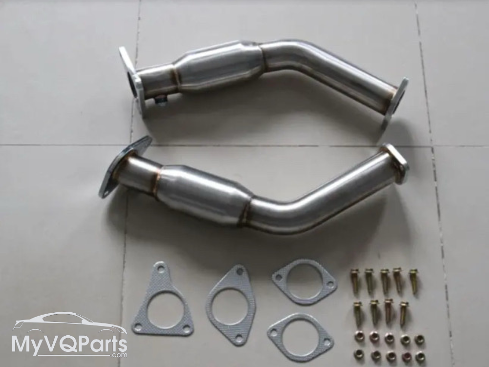 MyVQParts Q50/Q60 3.0t 2.75” Resonated & Non-Resonated Lower Downpipes and 3” Non-Resonated Lower Downpipes