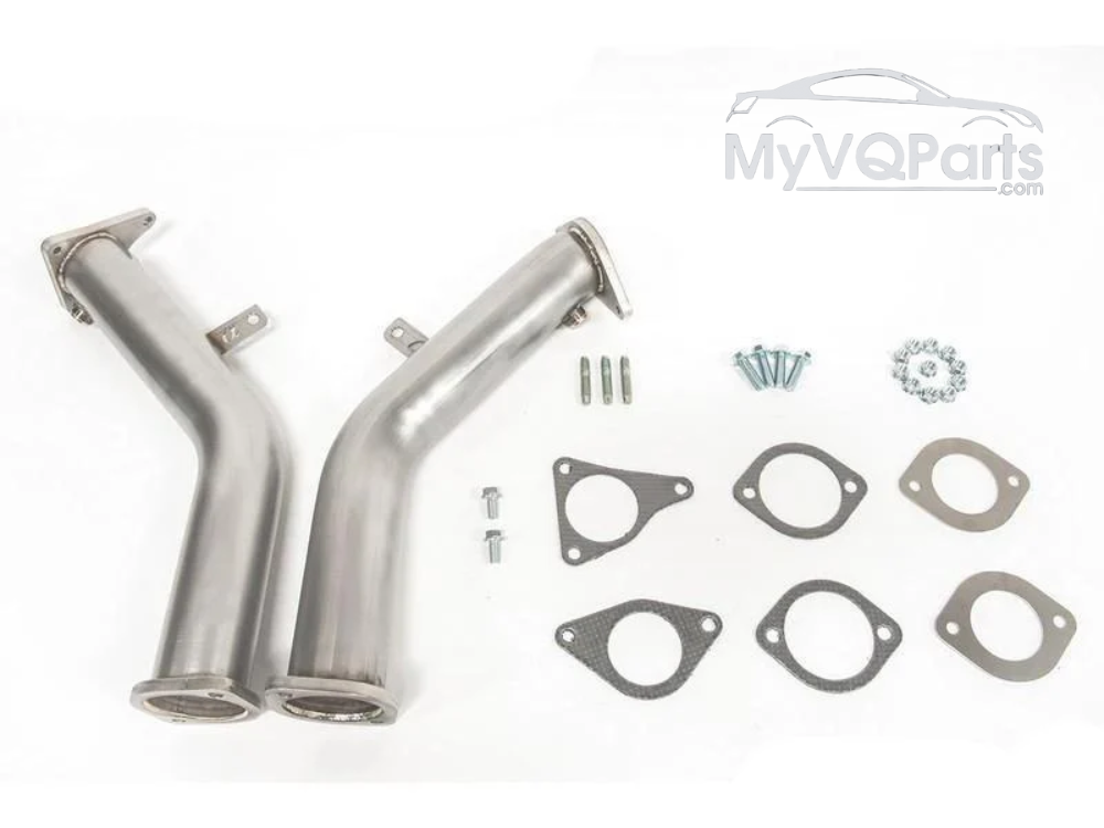 MyVQParts Q50/Q60 3.0t 2.75” Resonated & Non-Resonated Lower Downpipes and 3” Non-Resonated Lower Downpipes