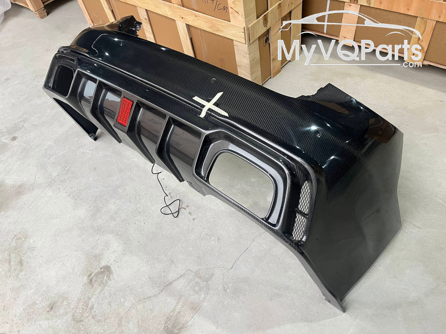 MyVQParts Q50 Full Carbon Fiber Rear Bumper with built in diffuser + LED break light