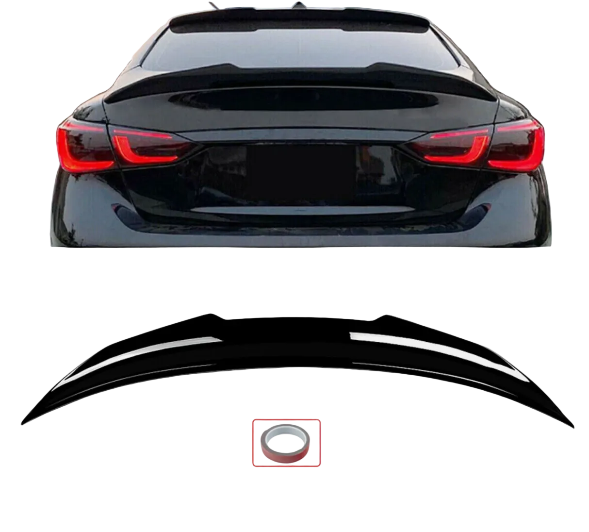 Rear Trunk Spoiler for 2014-2022 Infiniti Q50 Gloss Black