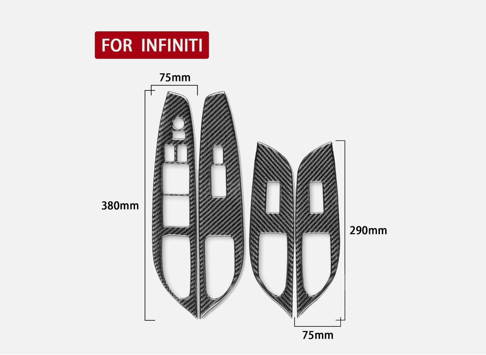 4Pcs Carbon Fiber Door Window Control Cover Trim For Infiniti G37 Sedan 2010-13