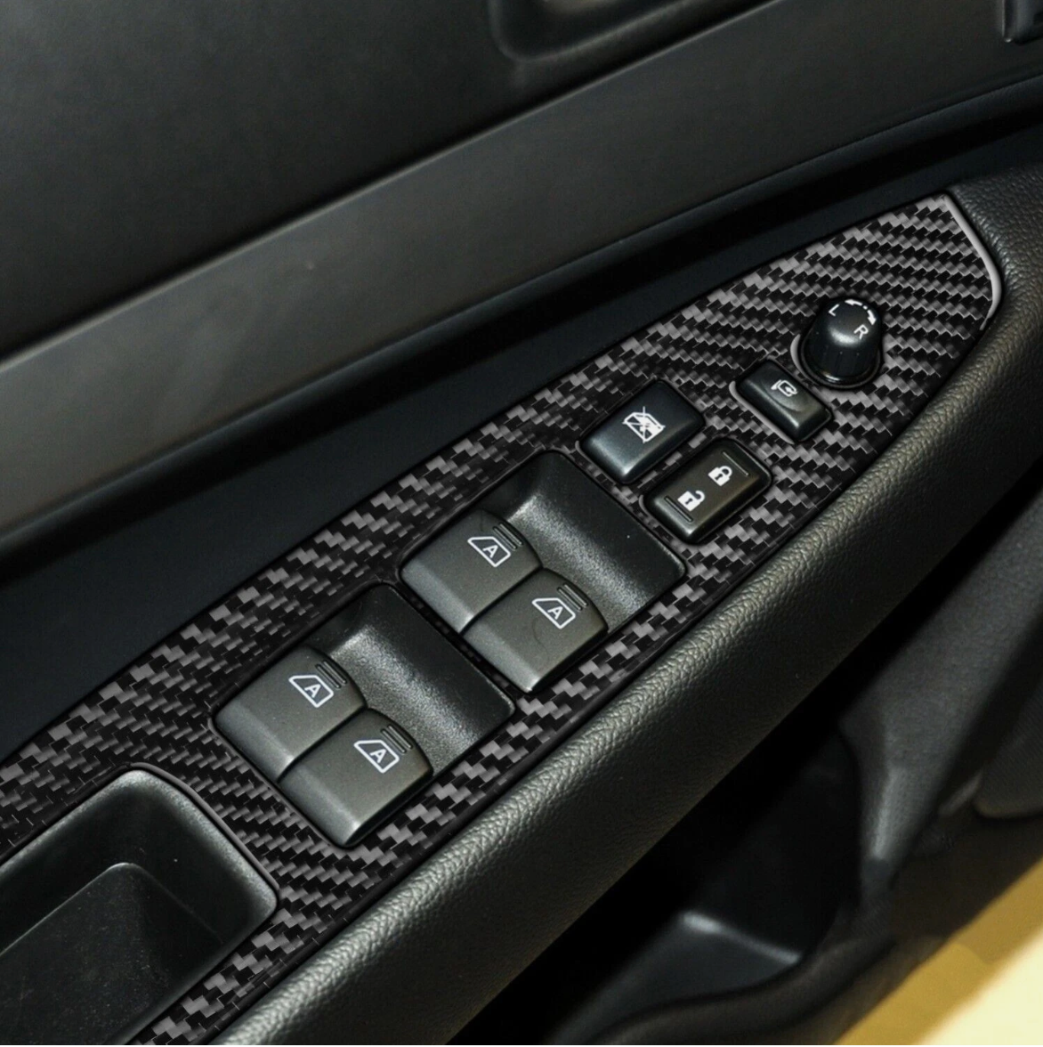 4Pcs Carbon Fiber Door Window Control Cover Trim For Infiniti G37 Sedan 2010-13