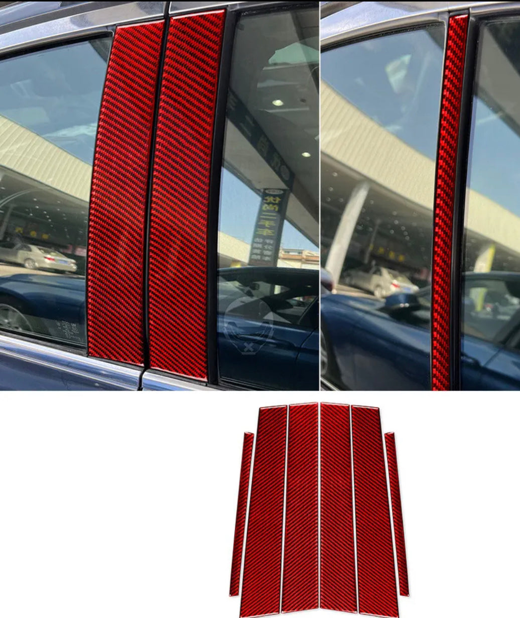 6× Real Carbon Fiber Door Window Pillar Post Trim Fit for Infiniti G37 Sedan 2007-2013