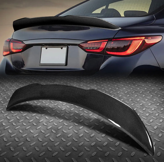 FOR 14-22 INFINITI Q50 REAL CARBON FIBER PSM-STYLE REAR TRUNK LID SPOILER WING