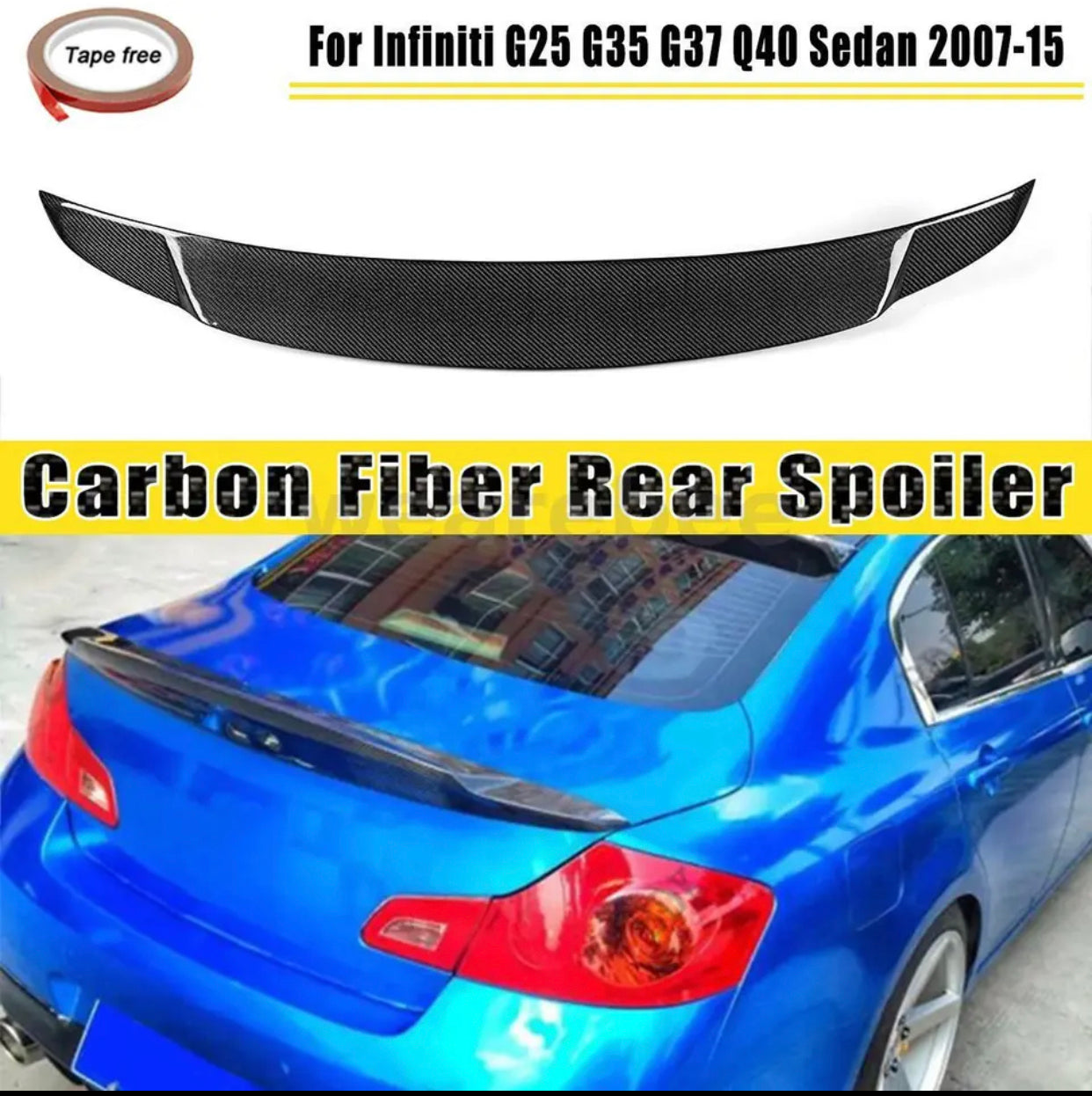 Real Carbon Fiber Rear Trunk Spoiler Wing For Infiniti G37 G25 G35 Q40 Sedan 4DR