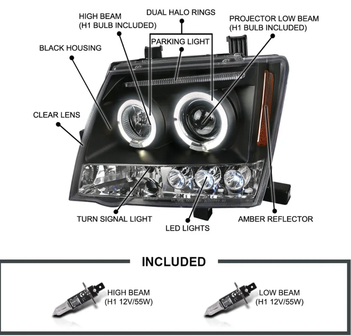 2005-2012 Xterra LED Halo Projector Headlights Lamps Left+Right 05-12