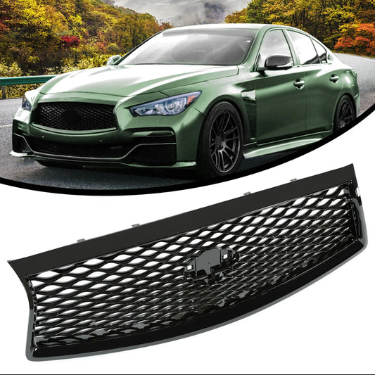 2014 2015 2016 2017 Infiniti Q50 Replacement Gloss Black Front Bumper Grille