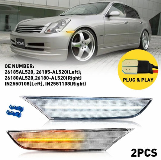 2PCS Left & Right Sequential LED Side Marker Light Lamp For 2004-2006 Infiniti G35 Sedan X
