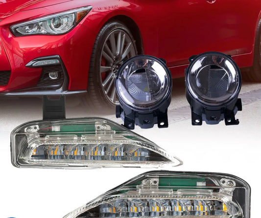 ULTRA BRIGHT LED Bumper Fog Lamp Turn Signal Light For Infiniti Q50 Q50S Sport 2014-2019 2020