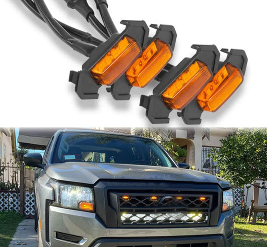4* For Nissan Frontier 2005-2023 Raptor Style Grille Led Amber Light Grill Cover