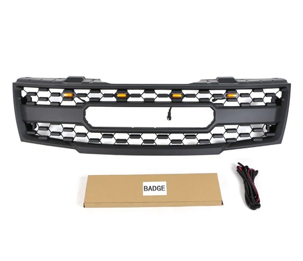 Black Front Upper Grille Fits For Nissan Frontier 2009-2019 With LED Light & Nissan Letters