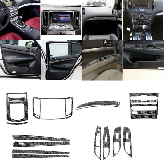 22Pcs Carbon Fiber Full Interior Kit Cover Trim For Infiniti G37 Sedan 2010-2013