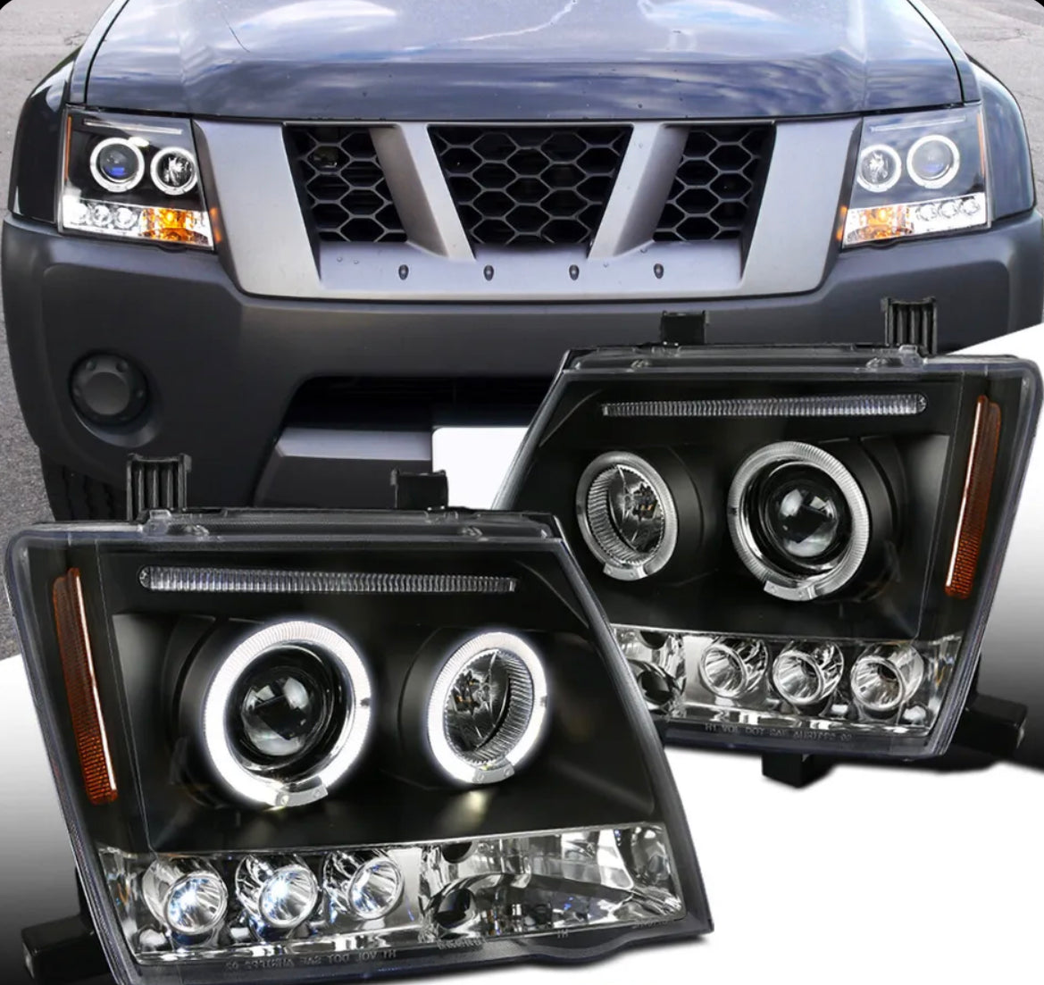 2005-2012 Xterra LED Halo Projector Headlights Lamps Left+Right 05-12