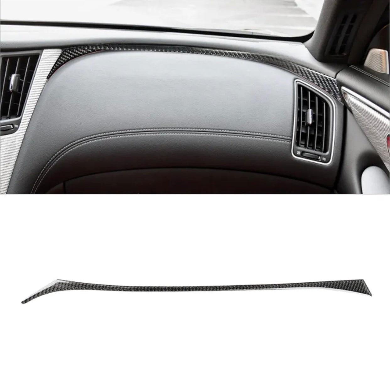 Carbon Fiber Interior Passenger Side Dashboard Cover Trim For Infiniti Q50 Q60