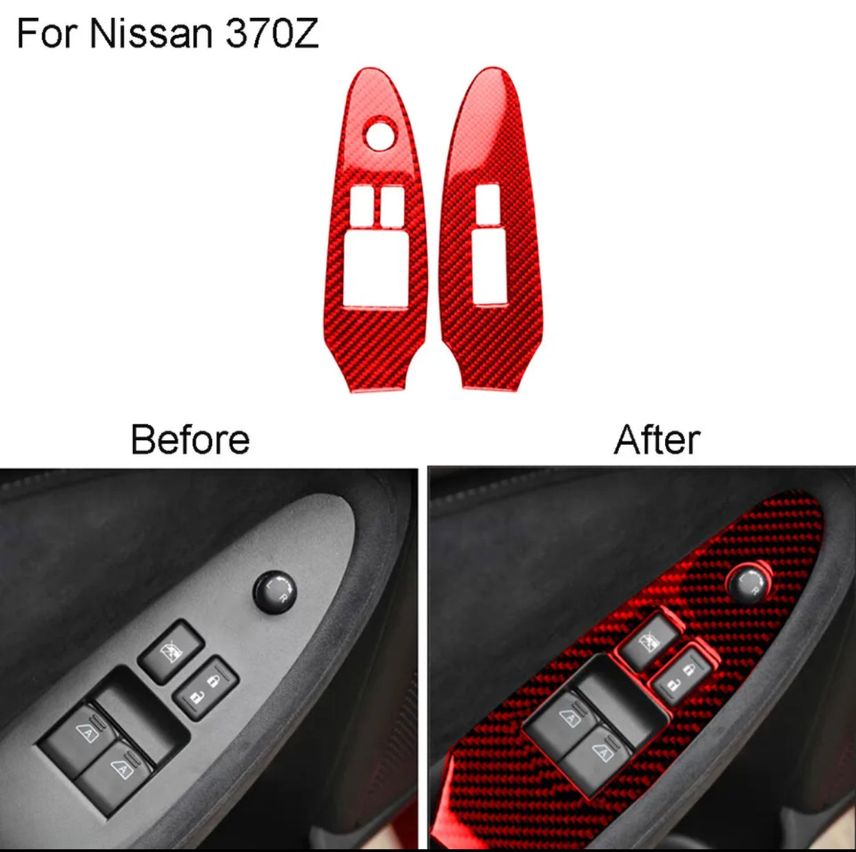 12Pcs Red Carbon Fiber Full interior Set Cover Trim For Nissan 370Z 2009-2020