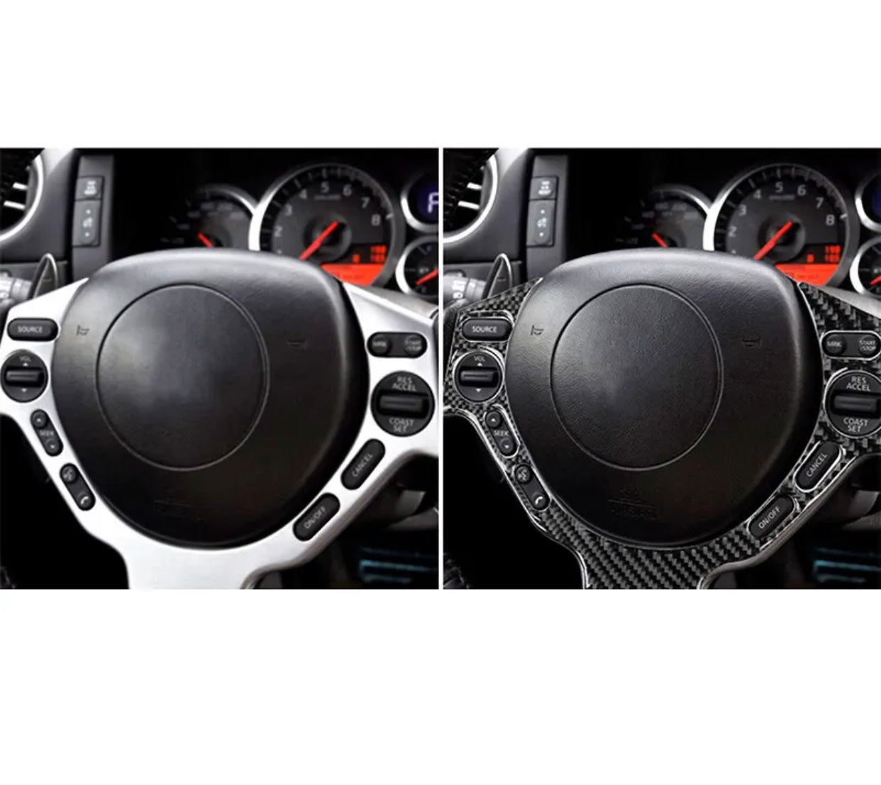 For Nissan GTR R35 2008-2016 Carbon Fiber Steering Wheel Button Frame Cover Trim