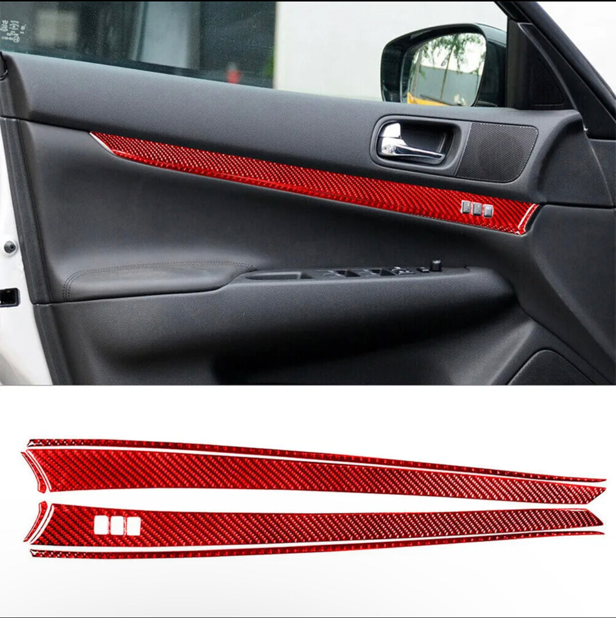 For 2010-2013 Infiniti G37 Sedan Carbon Fiber Front Door Panel Cover Trim 6Pcs