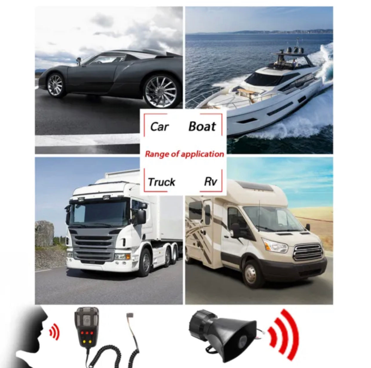 80W 7 Tone 12V Car Truck Alarm Emergency Speaker PA Siren Horn MIC System E3E9