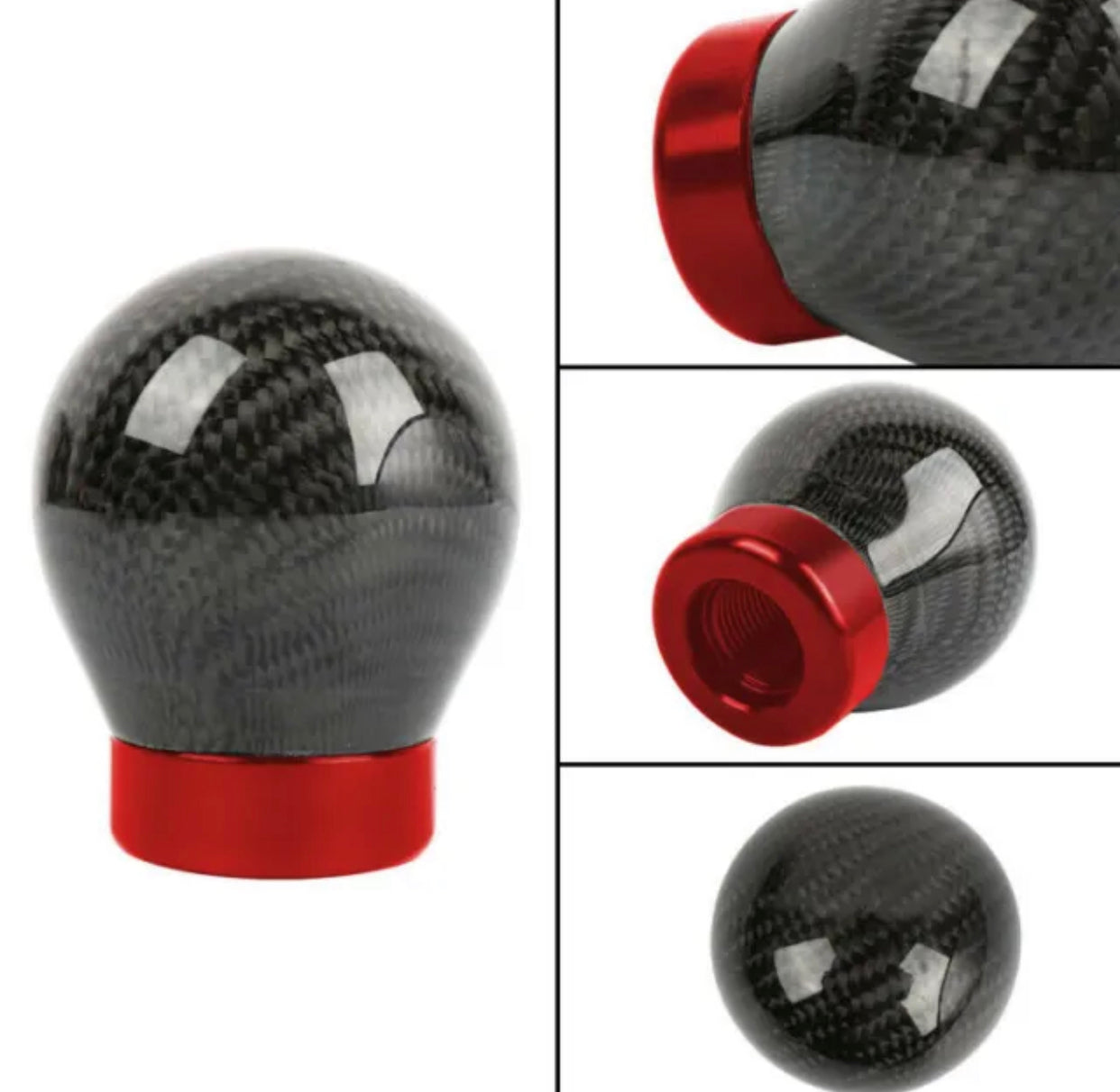 Universal Carbon Fiber Shift knob Black Ball Manual Car Gear Shift Shifter Knob