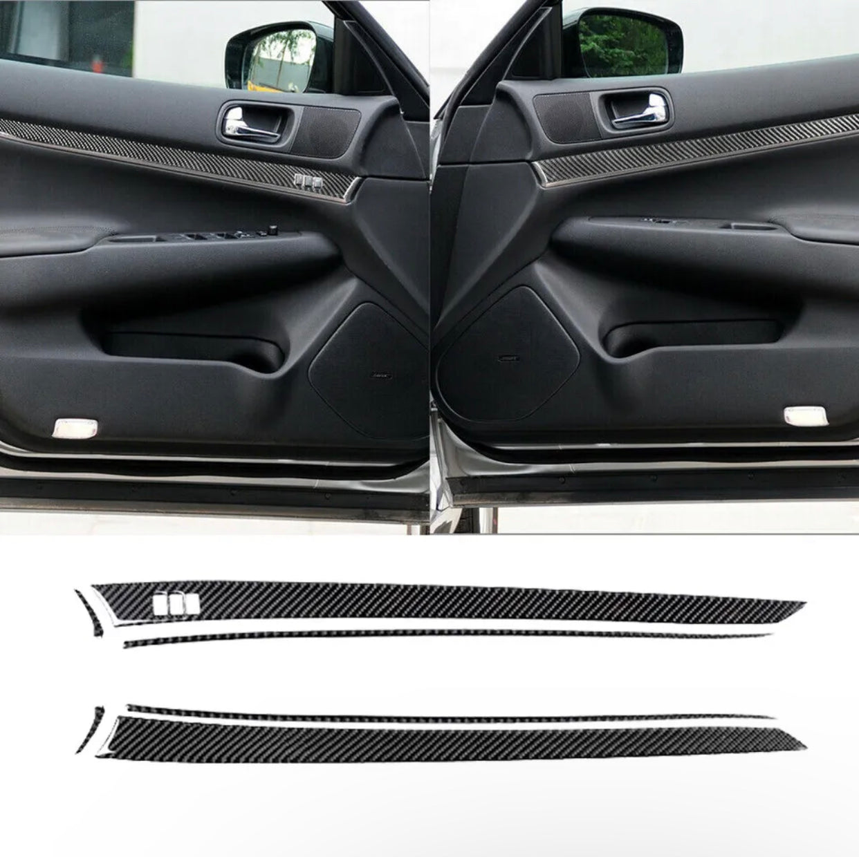 For 2010-2013 Infiniti G37 Sedan Carbon Fiber Front Door Panel Cover Trim 6Pcs