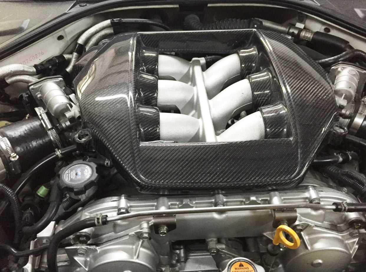 Carbon fiber front engine manifold cover trim R35 GTR
