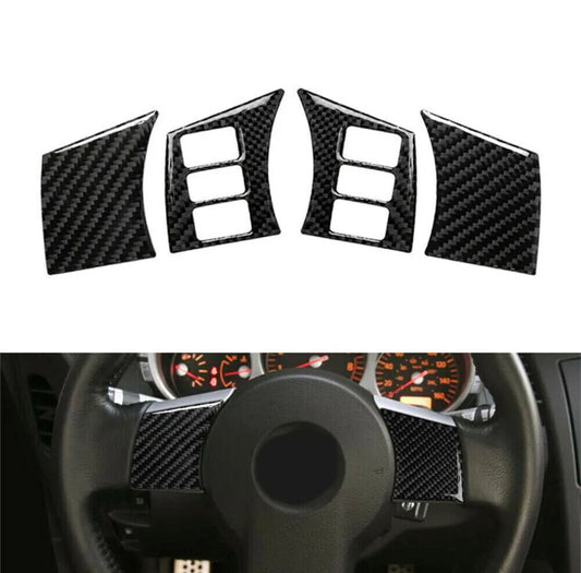 4Pcs Interior Steering Wheel Panel Cover Carbon Fiber For Nissan 350Z 2006-2009