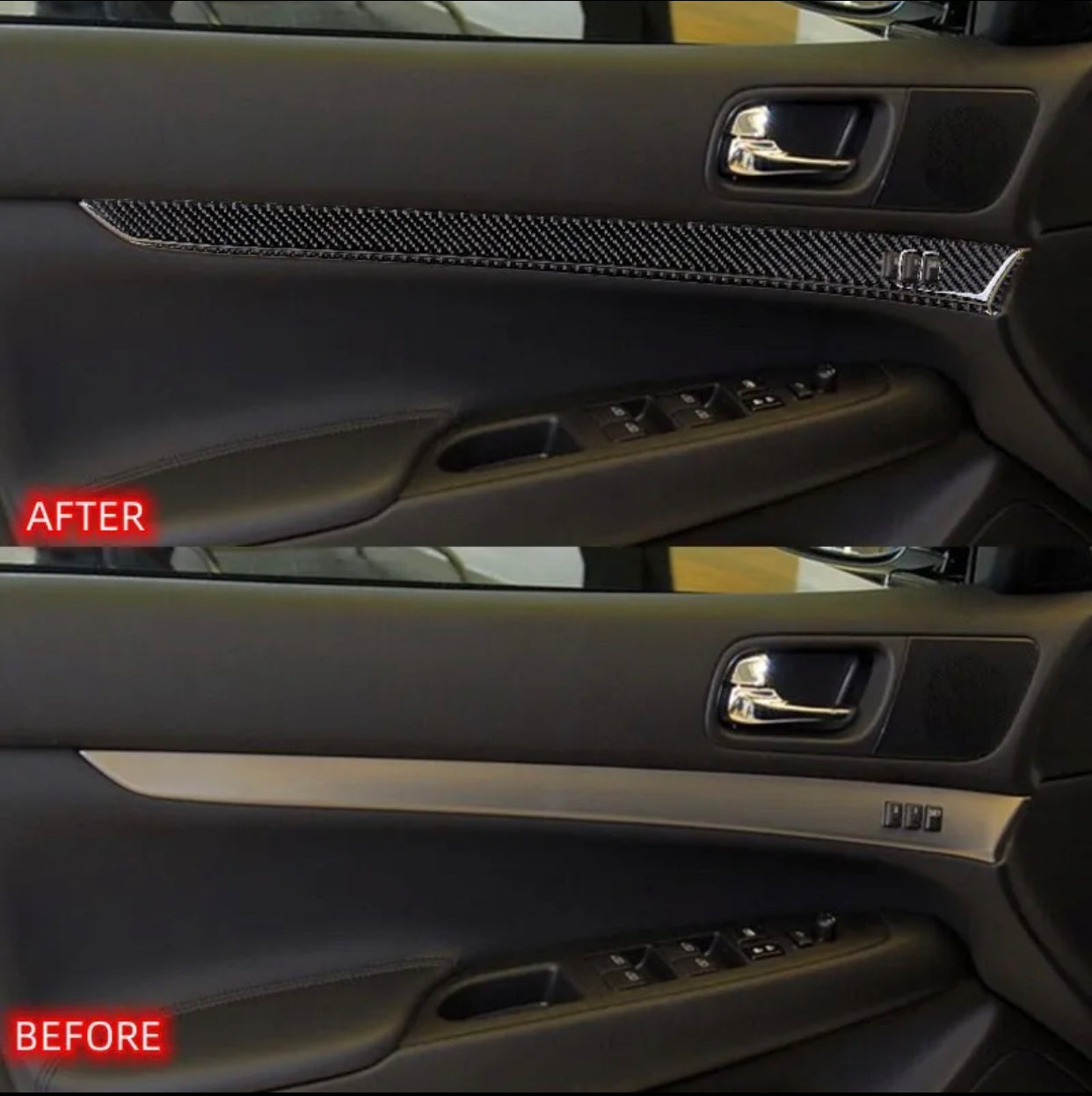 For 2010-2013 Infiniti G37 Sedan Carbon Fiber Front Door Panel Cover Trim 6Pcs